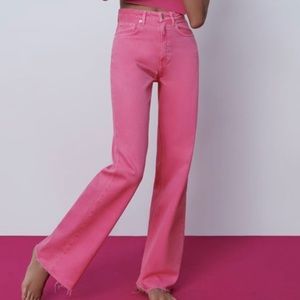 Solid COLOR FULL LENGTH WIDE LEG JEANS